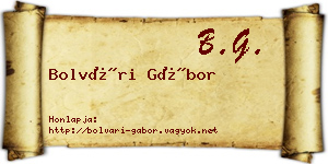 Bolvári Gábor névjegykártya