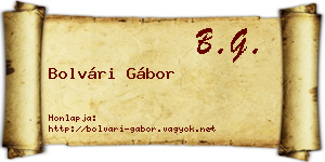 Bolvári Gábor névjegykártya